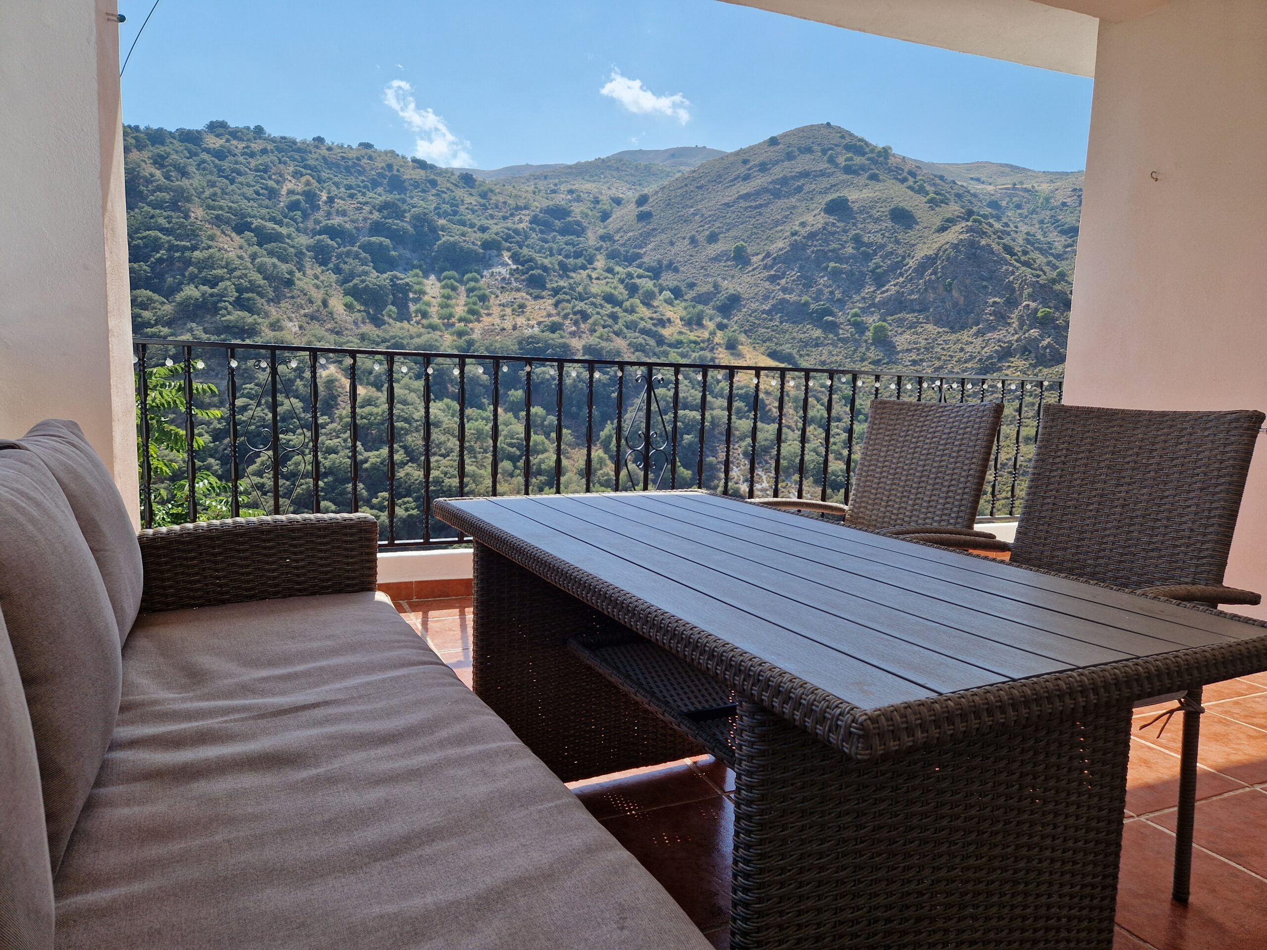 Relaxing balcony seating area.